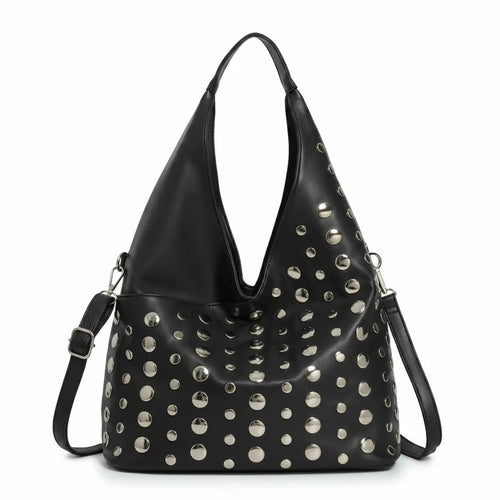 Dudlin- Borsa monomanico spalla borchie grande simil pelle borchiata