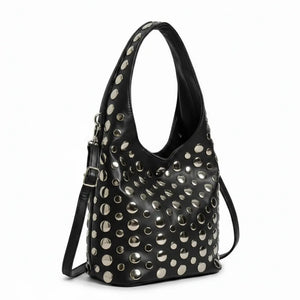 Dudlin- Borsa monomanico secchio spalla borchie grande simil pelle borchiata