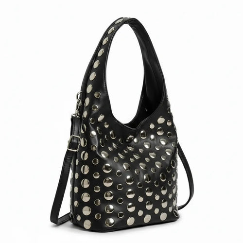 Dudlin- Borsa monomanico secchio spalla borchie grande simil pelle borchiata