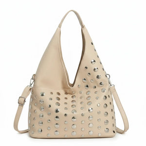 Dudlin- Borsa monomanico spalla borchie grande simil pelle borchiata