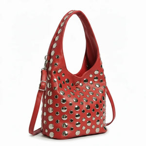 Dudlin- Borsa monomanico secchio spalla borchie grande simil pelle borchiata