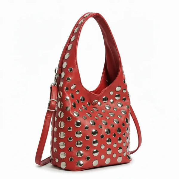 Dudlin- Borsa monomanico secchio spalla borchie grande simil pelle borchiata