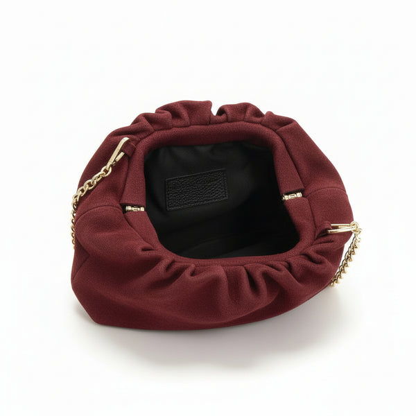 La Nuvola scamosciata  - Borsa in Vera Pelle Italiana a Arricciata firmata GYOIAMEA Pouch Bag Clutch chiusura a scatto