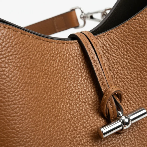 La Orbita - Borsa in Vera Pelle Italiana a sacco secchio rigida con pochette elegante sportiva