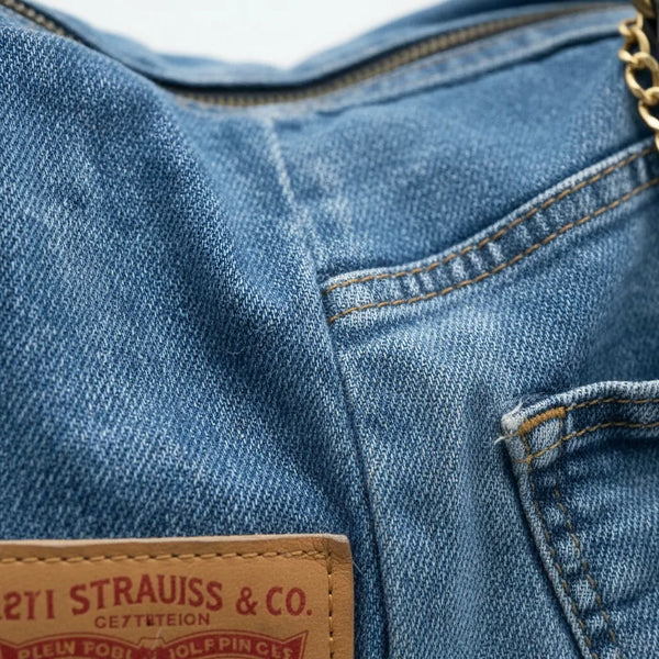 Borsa MADE IN ITALY in jeans LEVI'S vera pelle shopping a spalla e tracolla