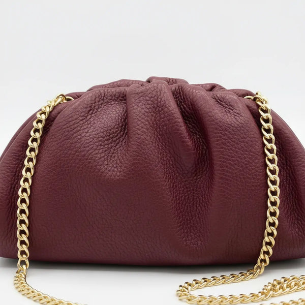 La Nuvola - Borsa in Vera Pelle Italiana a Arricciata firmata GYOIAMEA Pouch Bag Clutch chiusura a scatto (Copia)