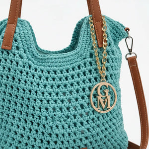 La Ninfea - Borsa firmata Gyoiamea a uncinetto cordino ricamato tote bag a spalla tracolla