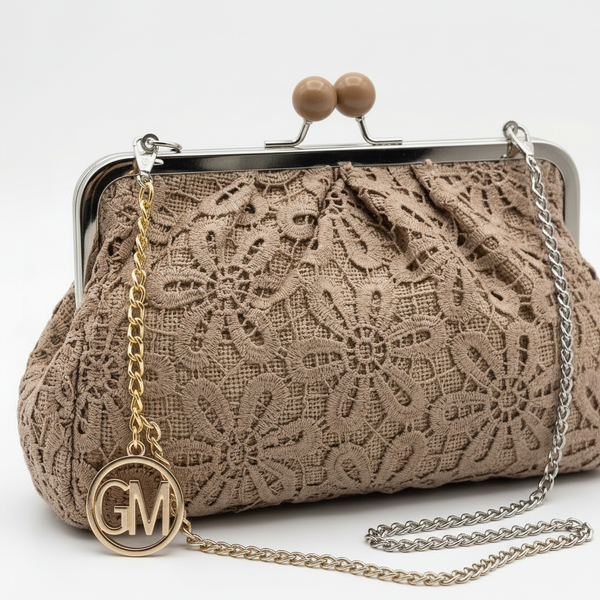 La Natasha - Borsa firmata Gyoiamea Pizzo Macramè clucht borsetta con catena