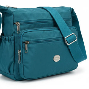 Nazareno Gabrielli - Borsa 5 tasche zip Tracolla Donna in Nylon Multitasche Impermeabile e Leggera