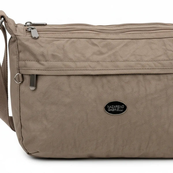 Nazareno Gabrielli - Borsa 4 tasche zip mezzaluna Tracolla Donna in Nylon Multitasche Impermeabile e Leggera