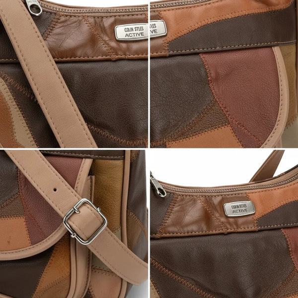 Coveri Active - Borsa VERA PELLE tracolla platta donna multitasche multicolore
