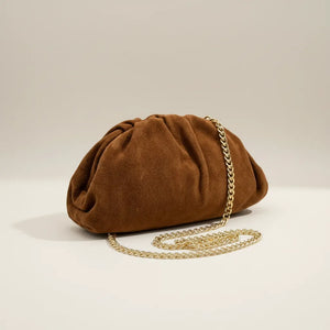 La Nuvola scamosciata  - Borsa in Vera Pelle Italiana a Arricciata firmata GYOIAMEA Pouch Bag Clutch chiusura a scatto