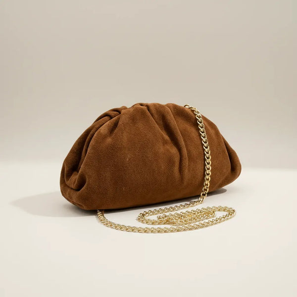 La Nuvola scamosciata  - Borsa in Vera Pelle Italiana a Arricciata firmata GYOIAMEA Pouch Bag Clutch chiusura a scatto