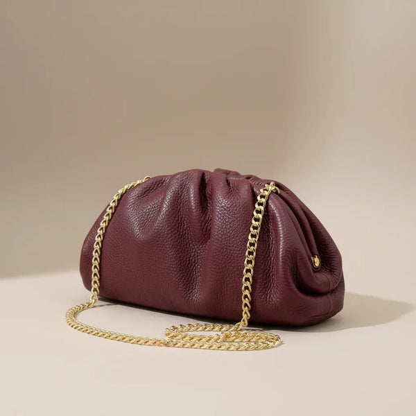 La Nuvola - Borsa in Vera Pelle Italiana a Arricciata firmata GYOIAMEA Pouch Bag Clutch chiusura a scatto (Copia)