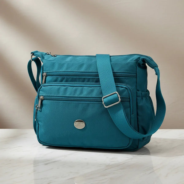 Nazareno Gabrielli - Borsa 5 tasche zip Tracolla Donna in Nylon Multitasche Impermeabile e Leggera