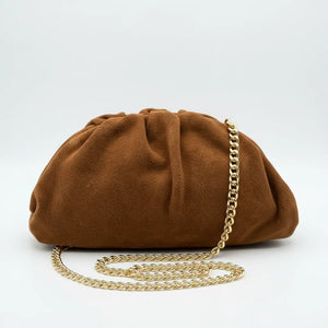 La Nuvola scamosciata  - Borsa in Vera Pelle Italiana a Arricciata firmata GYOIAMEA Pouch Bag Clutch chiusura a scatto