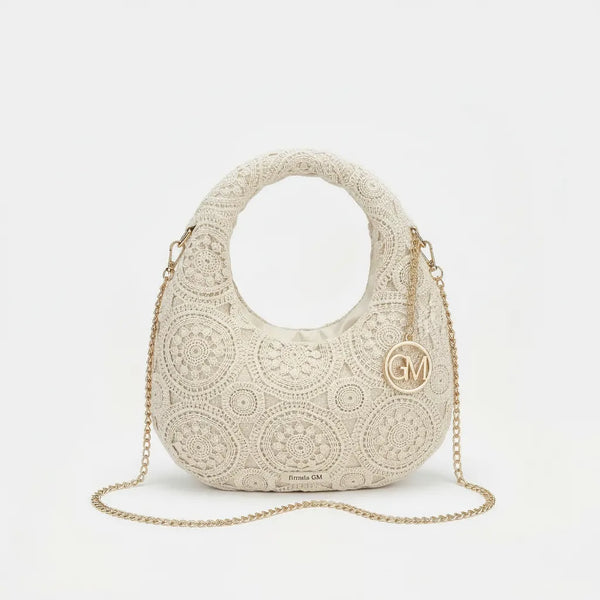 L'Allegra - Borsa firmata Gyoiamea a mezzaluna borsetta Pizzo Macramè