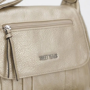 Sweet Years - Tracolla in simil pelle multi tasche 5 zip comoda capiente con platta
