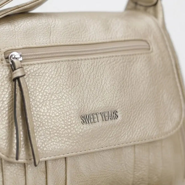 Sweet Years - Tracolla in simil pelle multi tasche 5 zip comoda capiente con platta