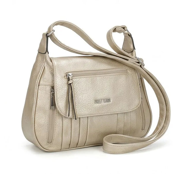 Sweet Years - Tracolla in simil pelle multi tasche 5 zip comoda capiente con platta