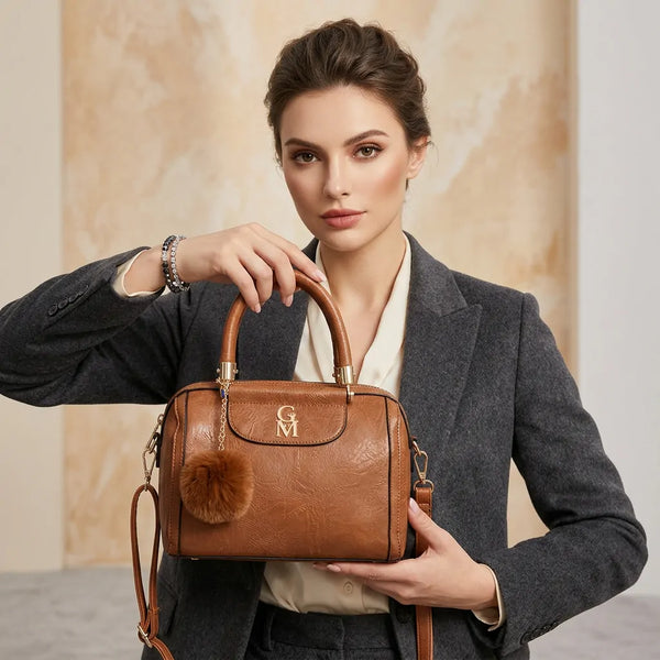 La Vulcania - Borsa firmata Gyoiame simil pelle effetto venata tracolla elegante