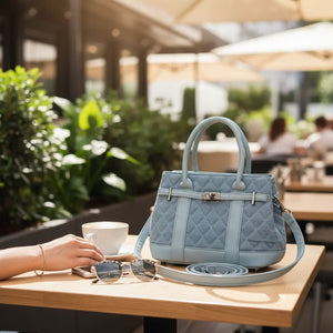 La Patta - Borsa bauletto jeans denim shopping Tracolla trapuntata