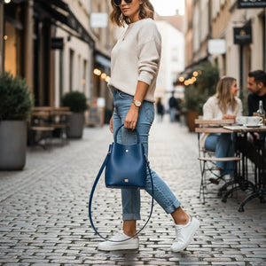 La Calice - Borsa in Vera Pelle Italiana a Secchiello firmata GYOIAMEA Bucket Bag