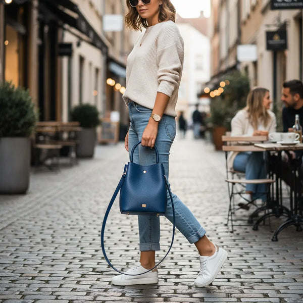 La Calice - Borsa in Vera Pelle Italiana a Secchiello firmata GYOIAMEA Bucket Bag