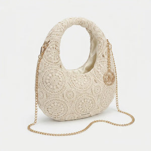 L'Allegra - Borsa firmata Gyoiamea a mezzaluna borsetta Pizzo Macramè