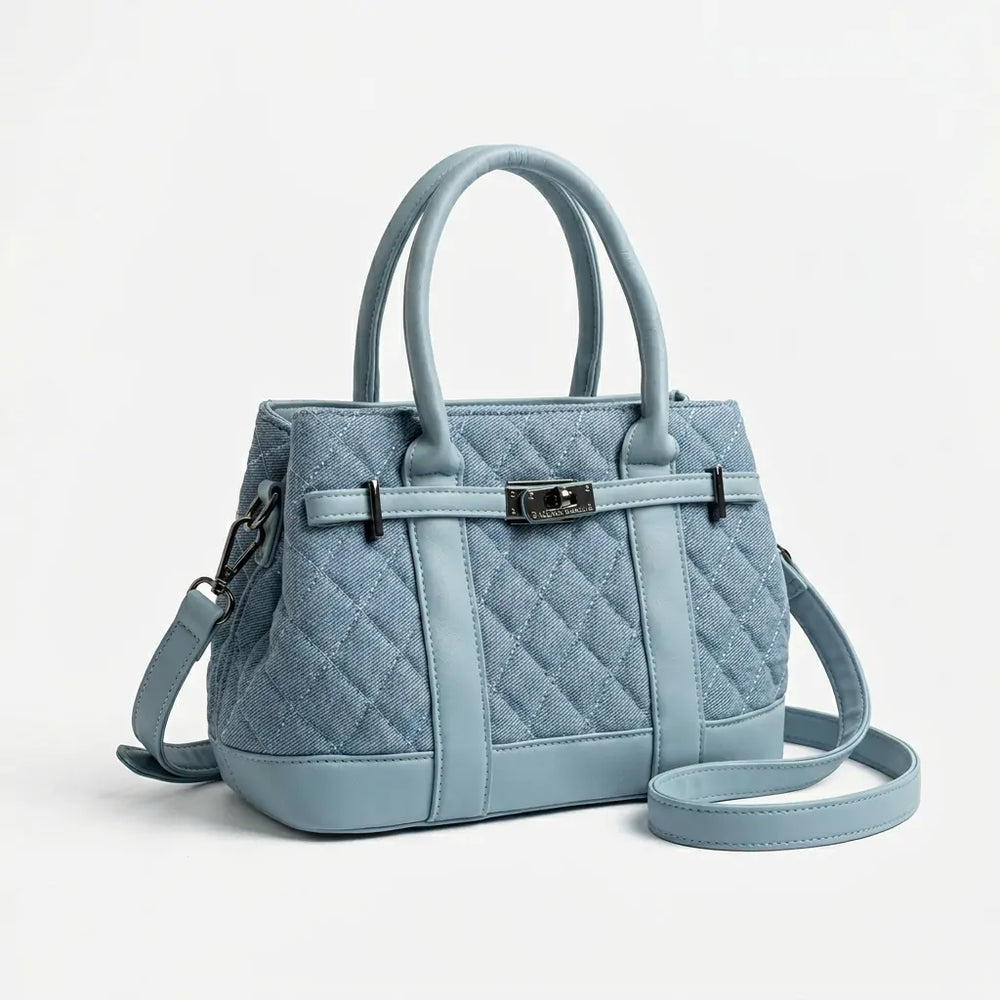 La Patta - Borsa bauletto jeans denim shopping Tracolla trapuntata