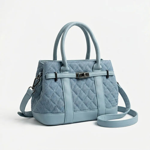 La Patta - Borsa bauletto jeans denim shopping Tracolla trapuntata