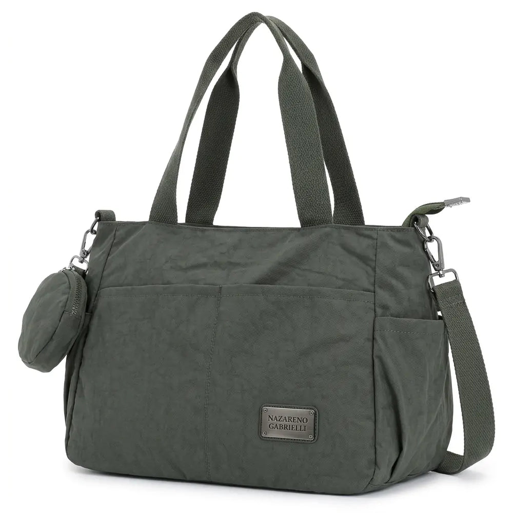 Nazareno Gabrielli - Borsa shopper tote bag Tracolla spalla Donna in Nylon Multitasche Impermeabile e Leggera
