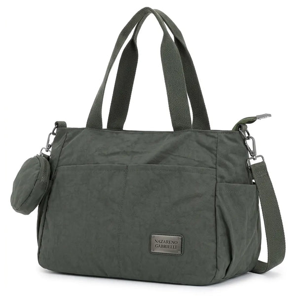 Nazareno Gabrielli - Borsa shopper tote bag Tracolla spalla Donna in Nylon Multitasche Impermeabile e Leggera