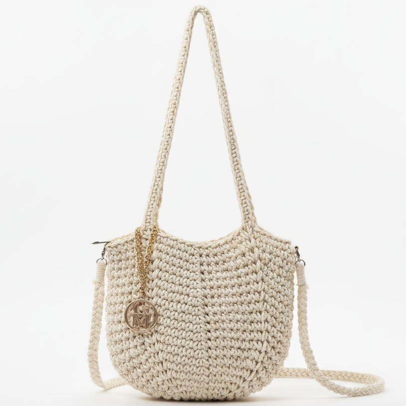 La Delta - Borsa firmata Gyoiamea a Tracolla in Cotone Intrecciato all'Uncinetto tote bag spalla