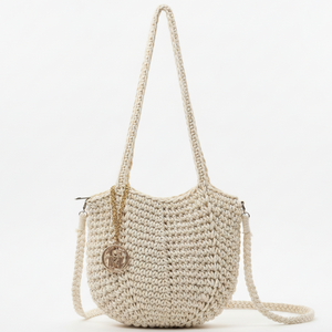 La Delta - Borsa firmata Gyoiamea a Tracolla in Cotone Intrecciato all'Uncinetto tote bag spalla