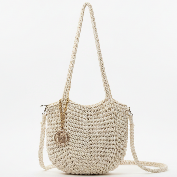 La Delta - Borsa firmata Gyoiamea a Tracolla in Cotone Intrecciato all'Uncinetto tote bag spalla