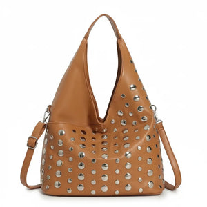 Dudlin- Borsa monomanico spalla borchie grande simil pelle borchiata