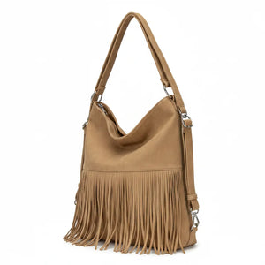 Sweet Years - Borsa monomanico spalla frange grande simil pelle camoscio scamosciata