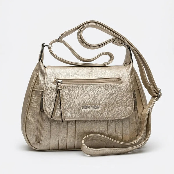 Sweet Years - Tracolla in simil pelle multi tasche 5 zip comoda capiente con platta