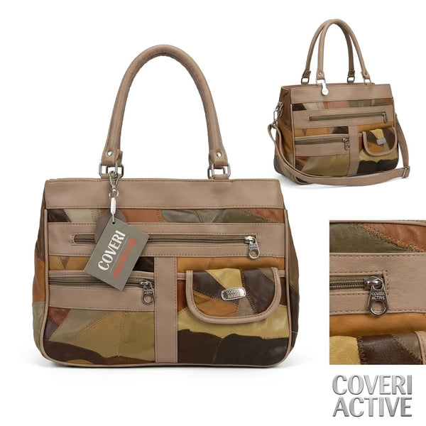 Coveri Active - Borsa VERA PELLE bauletto tote bag donna spalla tracolla nuova multitasche