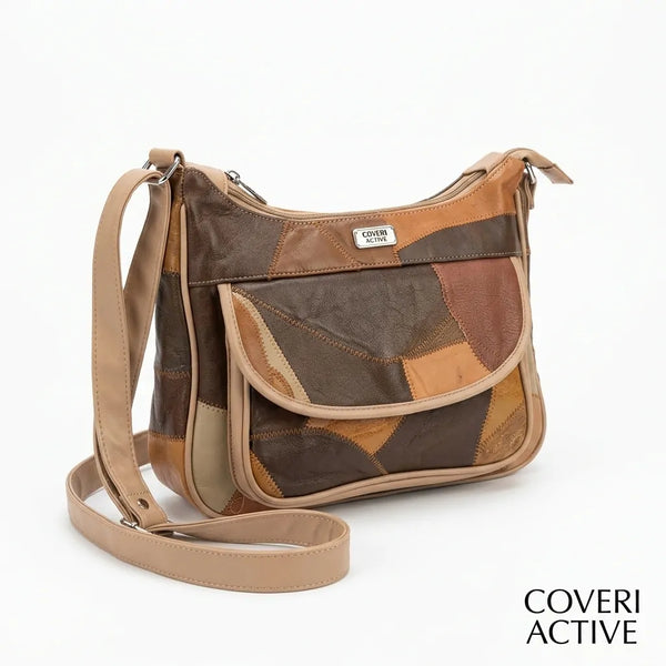 Coveri Active - Borsa VERA PELLE tracolla platta donna multitasche multicolore