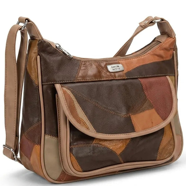 Coveri Active - Borsa VERA PELLE tracolla platta donna multitasche multicolore