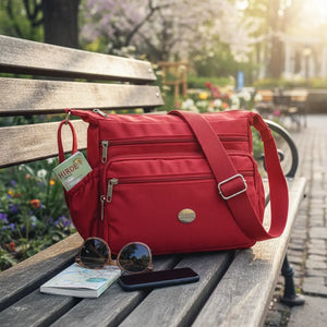Nazareno Gabrielli - Borsa 5 tasche zip Tracolla Donna in Nylon Multitasche Impermeabile e Leggera