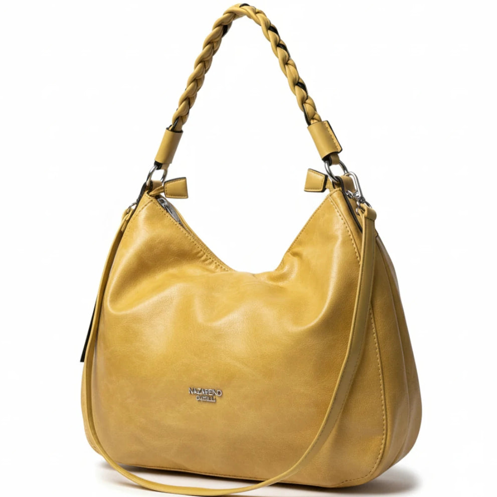 Nazareno Gabrielli - Borsa morbida a sacco hobo capiente unica tinta nuovo firmata mono manico intrecciato