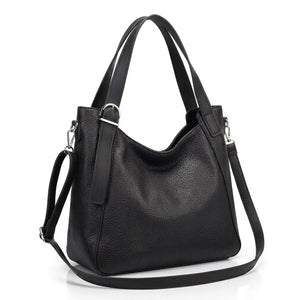 Borsa donna a spalla con doppi manici e tracolla nero - vista principale della variante