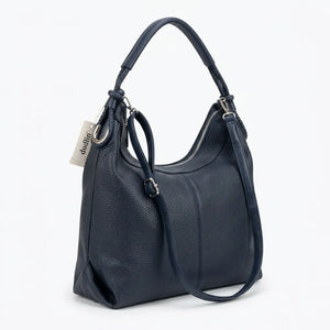 Borsa hobo donna monomanico con anelli e tracolla blu scuro - vista principale della variante