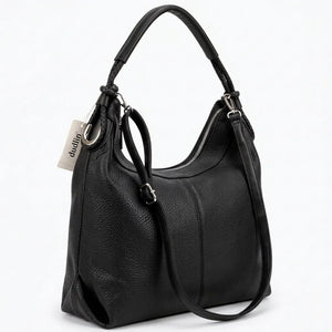 Borsa hobo donna monomanico con anelli e tracolla nero - vista principale della variante