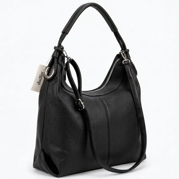 Borsa hobo donna monomanico con anelli e tracolla nero - vista principale della variante