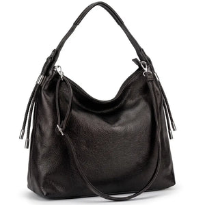 Borsa hobo donna a spalla con laccetti e tracolla nero - vista principale della variante