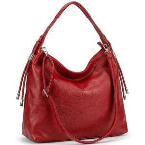 Borsa hobo donna a spalla con laccetti e tracolla rosso - vista principale della variante